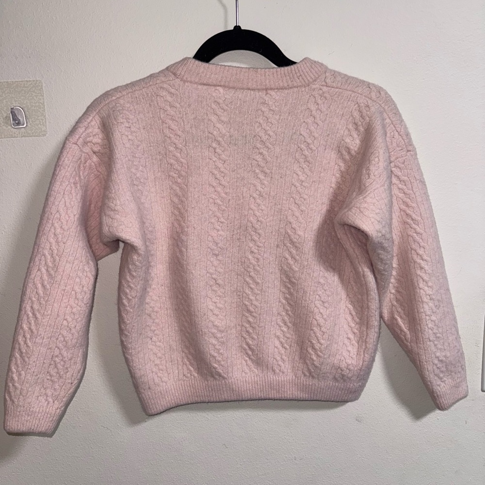 Valerie Stevens Angora Lambswool Cable Knit Cardigan M - Picture 2 of 6